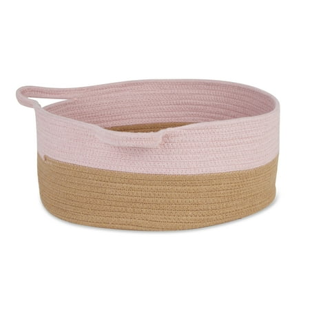 Pink And Beige Cotton Rope Cat Ears Pet Basket