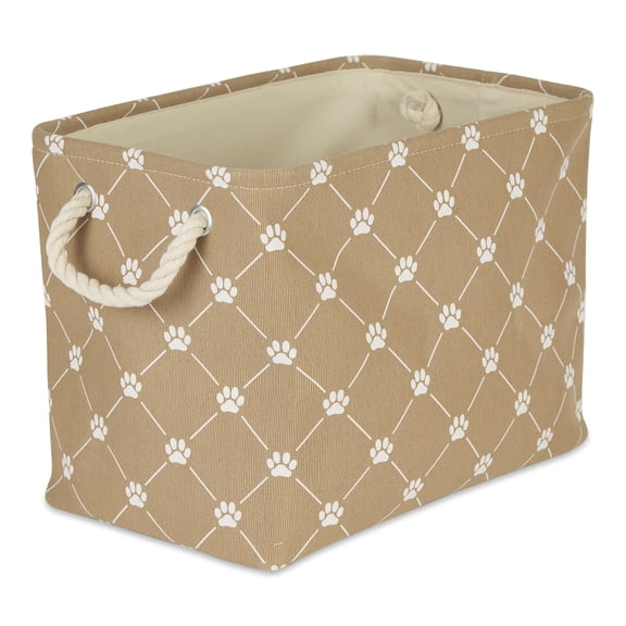 Polyester Pet Bin Trellis Paw Taupe Rectangle Small