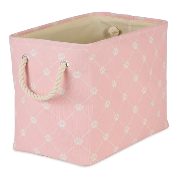 Bone Dry Pet Storage Collection Paw and Bone, Medium Rectangle, 16x10x12", Pink Trellis