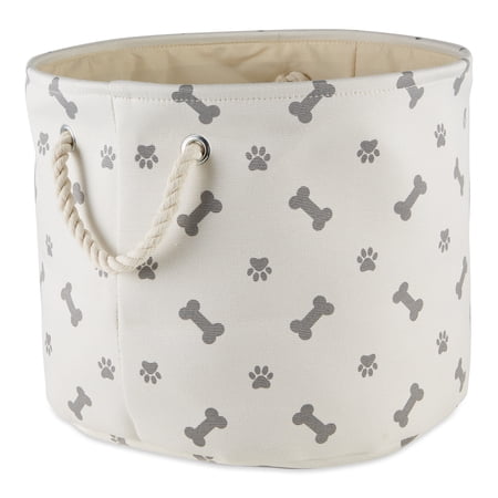 Bone Dry Pet Storage Collection Paw and Bone, Medium Round, 12x15x15", Gray