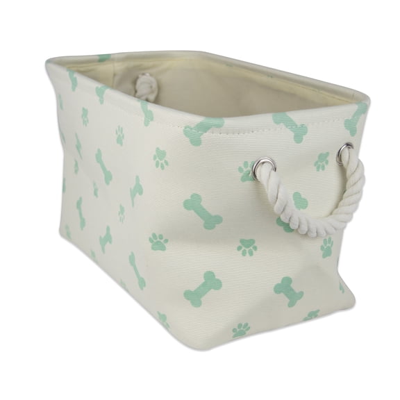 Bone Dry Pet Storage Collection Paw and Bone, Small Rectangle, 14x8x9", Mint