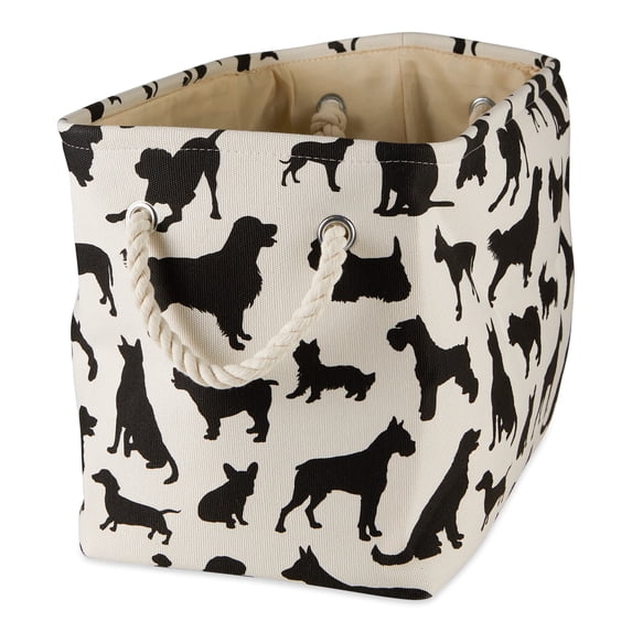 Contemporary Home Living 17.75" Black, White, and Beige Rectangular Large DII Polyester Pet Bin Dog