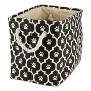 Bone Dry Pet Storage Toy Basket, Lattice Paw, Black, Medium Rectangle
