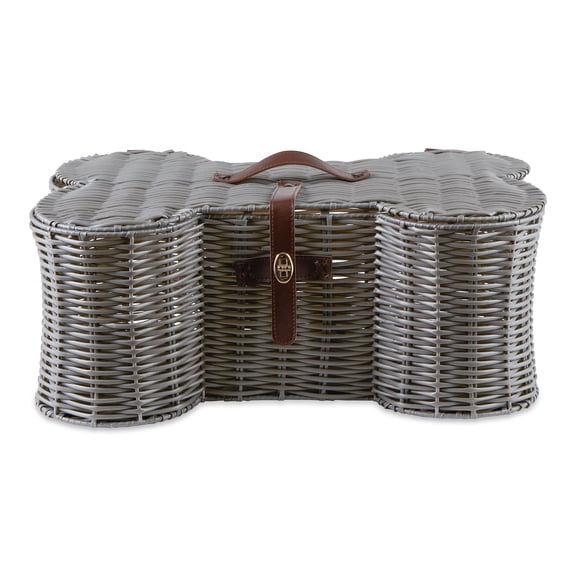 Bone Dry Pet Storage, Toy Basket, Medium, 21x13x8", Gray Plastic Wicker