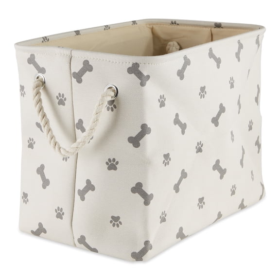 Bone Dry Small Paw-Bone Pet Bed with Handles, Gray Solid