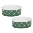 thumbnail image 1 of DII Pet Bowl Trellis Paw Hunter Green Medium 6Dx2H (Set of 2), 1 of 5