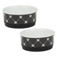 thumbnail image 1 of DII Pet Bowl Trellis Paw Black Small 4.25Dx2H (Set of 2), 1 of 5