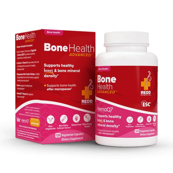 Redd Remedies, Bone Health Advanced, Natural Support with Calcium and Vitamin K2, 120 Capsules