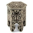 thumbnail image 1 of Bone Inlay End Table – Hexagonal Top with Mughal Floral Design & Arched Legs, 1 of 2