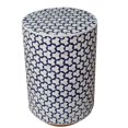 thumbnail image 1 of Rudraksha Corporation Bone Inlay End Table. This cylindrical accent table features a Moroccan star pattern. It is handmade furniture., 1 of 3