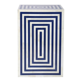 thumbnail image 1 of Bone Inlay End Table – Rectangular Blue & White Geometric Accent Table, 1 of 5