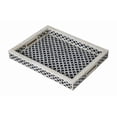 thumbnail image 1 of RUDRAKSHA CORPORATION Bone Inlay Serving Tray, Rectangular Shape, Black and White Semi-Circular Scales, High Sides with Cut-Out Handles, Decorative Home or Serving Décor, 1 of 2