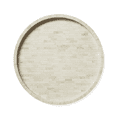thumbnail image 1 of Rudraksha Corporation Bone Inlay Round Serving Tray, Minimalist Rectangular Pattern, Ivory Off-White, Raised Edge, 1 Piece, 1 of 4
