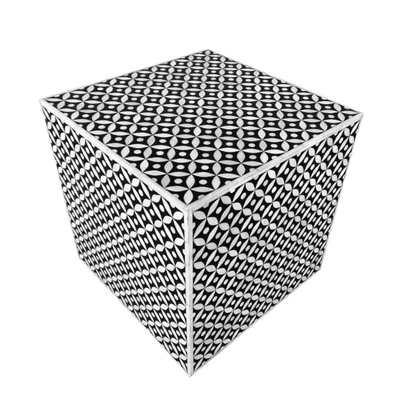 Bone Inlay Square Geometrical Accent Table