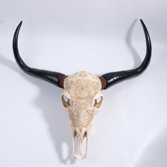 Bone-Inspired Bull Head Hanging Ornament - Handcrafted Resin with Lifelike Details & North American Wildlife Theme for Home/Office Decor