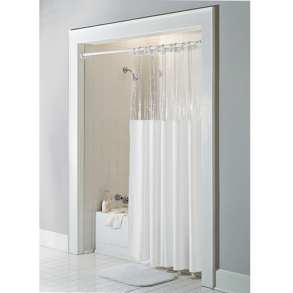 Extra long 5 gauge vinyl shower curtain liner with metal grommets in Frosty Clear, size 72 wide