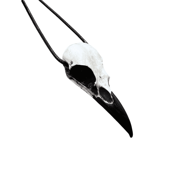 Bone Jewelry Gothic Raven Skull Necklace - Viking Resin Bird Skull Goth Gift