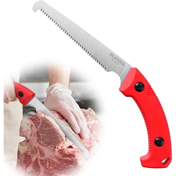 Bone Meat Saw for Hunting and Butchering, Camping Saws for Rib Cutting, Outdoor Portable Hand Saw with Non-Slip Handle, High Carbon Steel 12 TPI Saw Blad with Triple Ground Saw Teeth