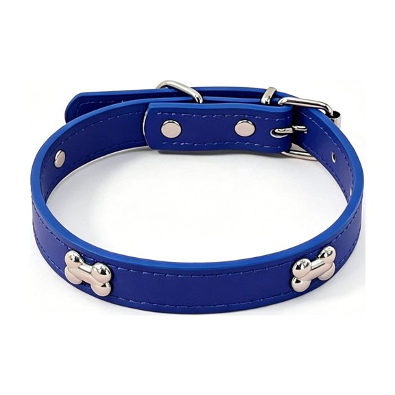 Bone Rivets Leather Dog Collar Colourful Puppy Neck Strap Collar for Small Medium Large Dogs Cat Accessories Durable PU Wide Adjustable