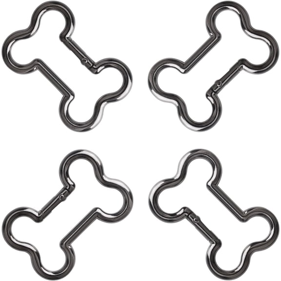 Bone Shape Thumb Snap Clip, 4Pcs Spring Carabiner Clips Auto-Locking Dog Leash Buckle Portable Snap Hook for Camping, Hiking,Traveling (Gun Black)