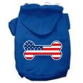 thumbnail image 1 of Bone Shaped American Flag Screen Print Pet Hoodies, Blue - Extra Small - Size 8, 1 of 1