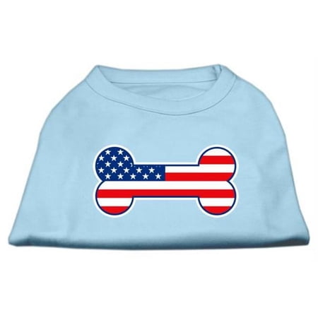 Bone Shaped American Flag Screen Print Shirts Baby Blue XXXL- 20