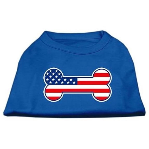 Bone Shaped American Flag Screen Print Shirts Blue Lg - 14