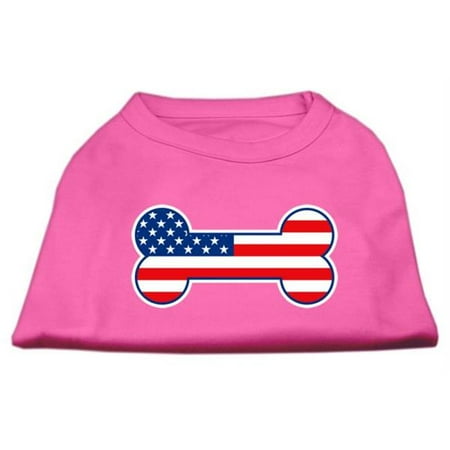 Bone Shaped American Flag Screen Print Shirts Bright Pink L - 14