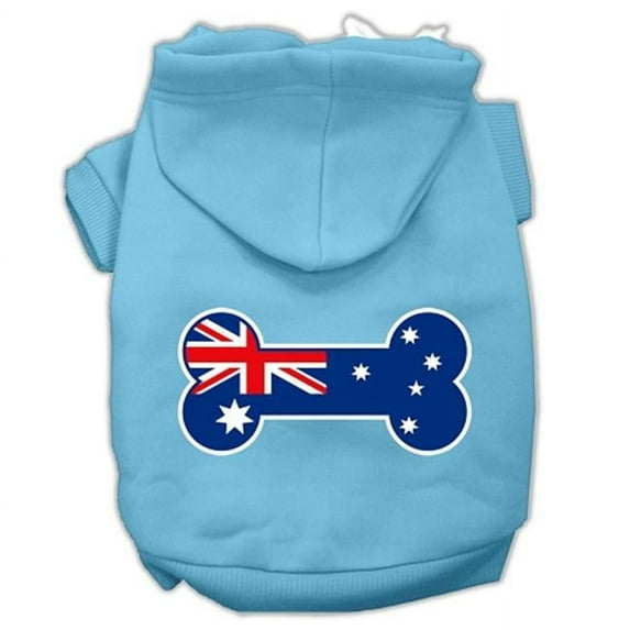 Bone Shaped Australian Flag Screen Print Pet Hoodies, Baby Blue - Medium - Size 12