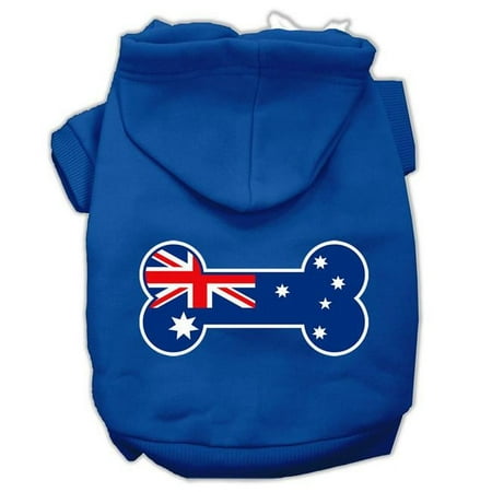 Bone Shaped Australian Flag Screen Print Pet Hoodies, Blue - 2XL - Size 18