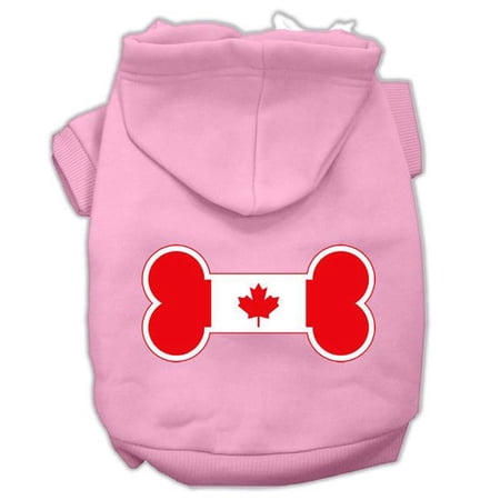Bone Shaped Canadian Flag Screen Print Pet Hoodies, Light Pink - Large - Size 14