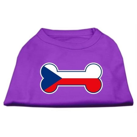 Bone Shaped Czech Republic Flag Screen Print Shirts Purple XXL - 18