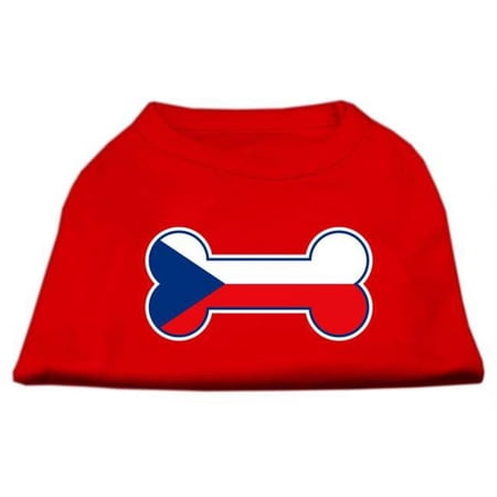 Bone Shaped Czech Republic Flag Screen Print Shirts Red XL - 16