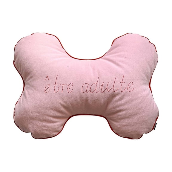 Bone-Shaped Decorative Lumbar Cushion - Embroidered Polyester Sofa Pillow for Living Room, Bedroom, Car Seat & Office Support, Unique Gift Idea