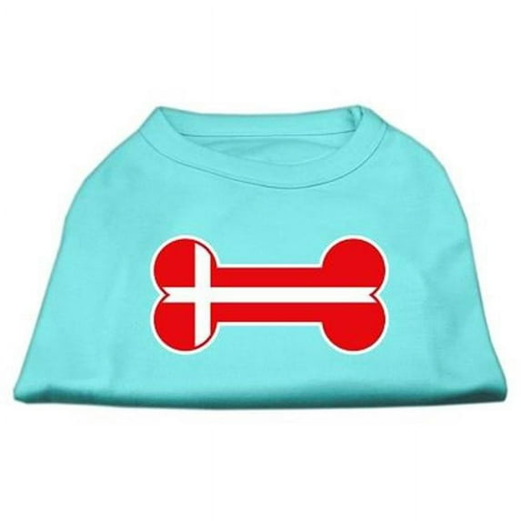 Bone Shaped Denmark Flag Screen Print Shirts Aqua S - 10