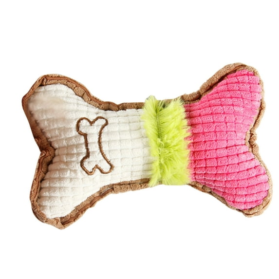 Bone Shaped Dog Squeaky Toy - Plush Bone Chew Toy for Small & Medium ...