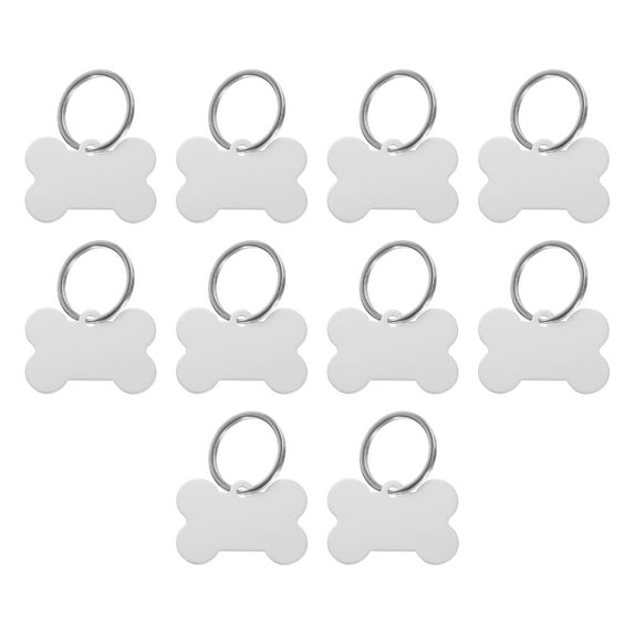Bone Shaped Dog Tag Pet ID Tags, 38mmx25mm/1.5"x1" Metal Silver Tone Blank with Ring for Pendant Crafts, 10pcs