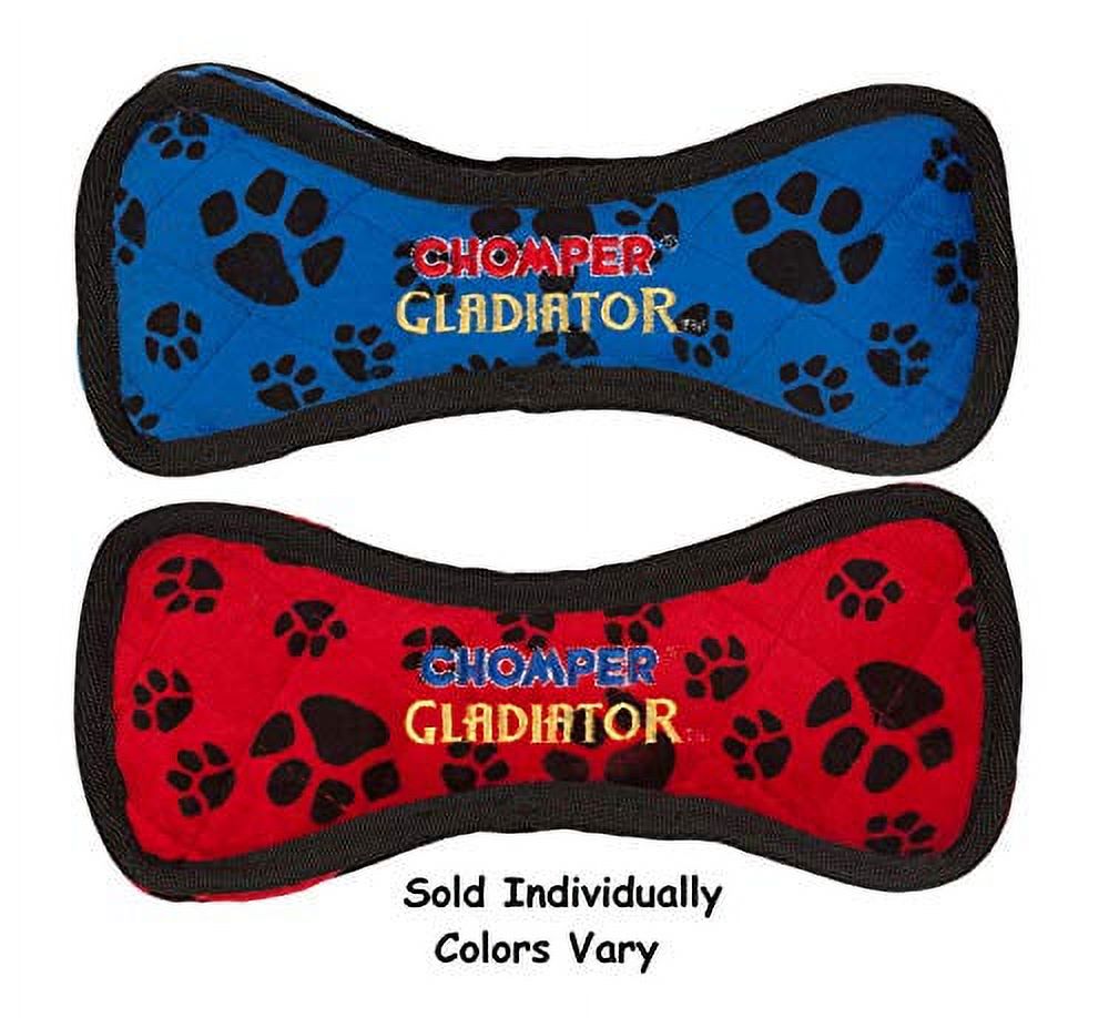 Bone Shaped Dog Toy Gladiator Tough Plush Durable Tug Pawprint Colors