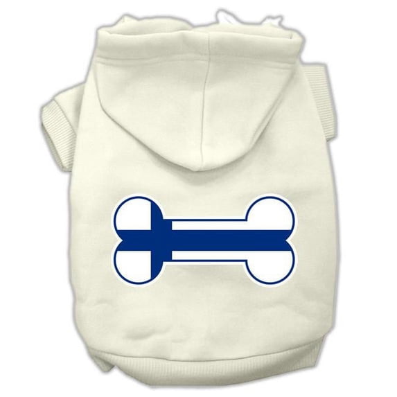 Bone Shaped Finland Flag Screen Print Pet Hoodies, Cream - 2XL