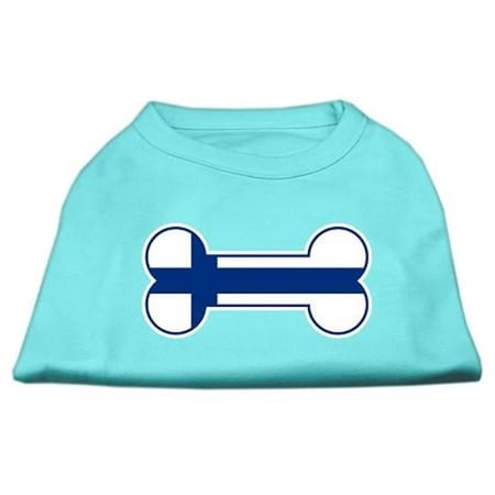 Bone Shaped Finland Flag Screen Print Shirts Aqua XXL - 18