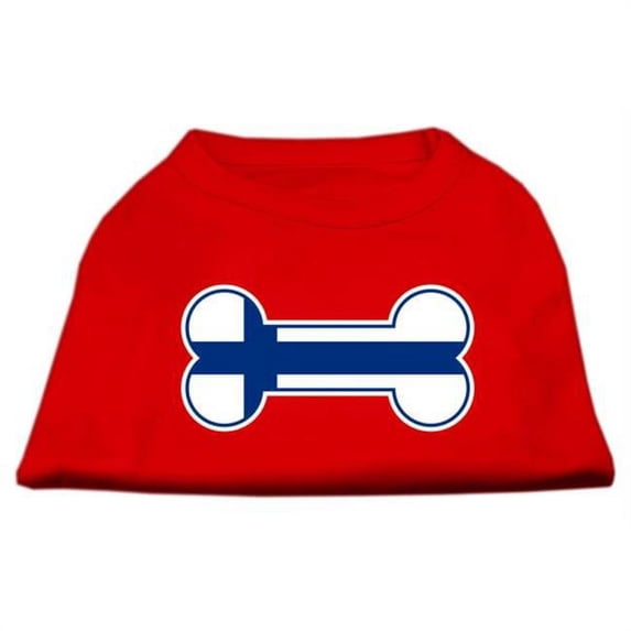 Bone Shaped Finland Flag Screen Print Shirts Red XS - 8