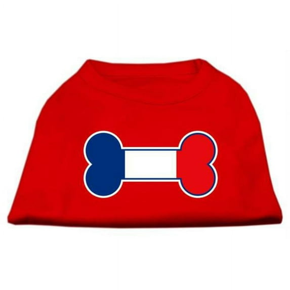 Bone Shaped France Flag Screen Print Shirts Red XS - 8