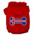 thumbnail image 1 of Bone Shaped Iceland Flag Screen Print Pet Hoodie, Red - Extra Small, 1 of 1