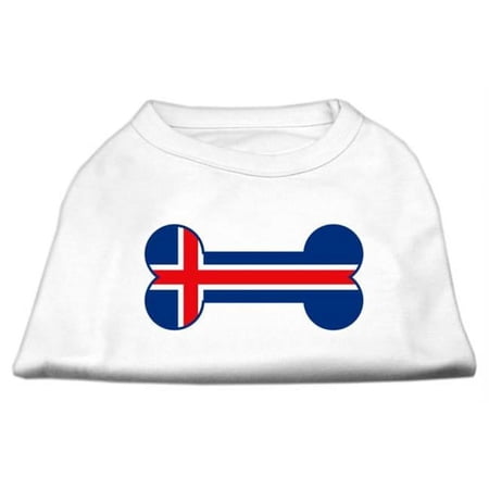 Bone Shaped Iceland Flag Screen Print Shirts White XS - 8