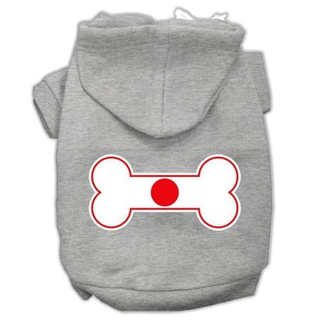 Bone Shaped Japan Flag Screen Print Pet Hoodies, Grey - 3XL 20