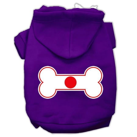 Bone Shaped Japan Flag Screen Print Pet Hoodies, Purple - Medium 12