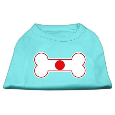 Bone Shaped Japan Flag Screen Print Shirts Aqua XL - 16