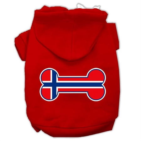Bone Shaped Norway Flag Screen Print Pet Hoodies, Red - Medium 12