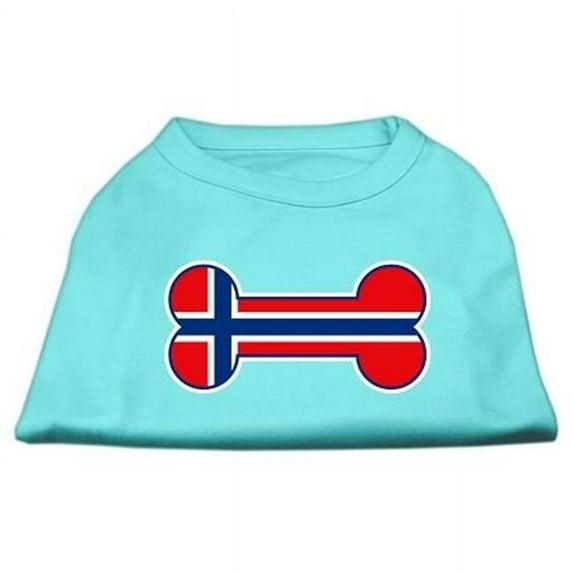 Bone Shaped Norway Flag Screen Print Shirts Aqua XS - 8