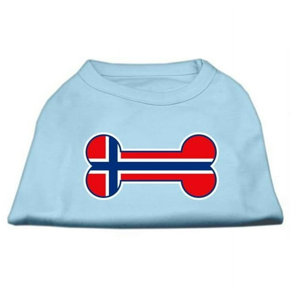 Bone Shaped Norway Flag Screen Print Shirts Baby Blue XS - 8